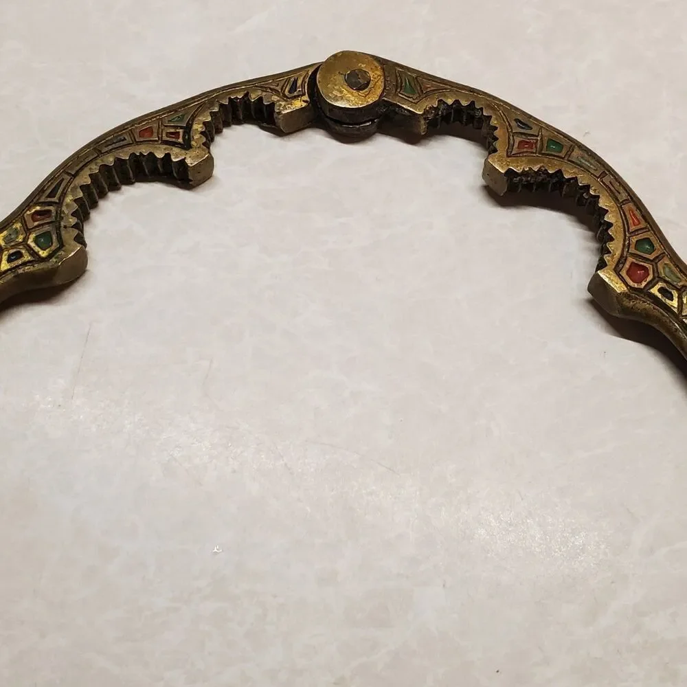 Vintage Brass Nut Shell Cracker Bottle Opener Israel Middle East Enameled